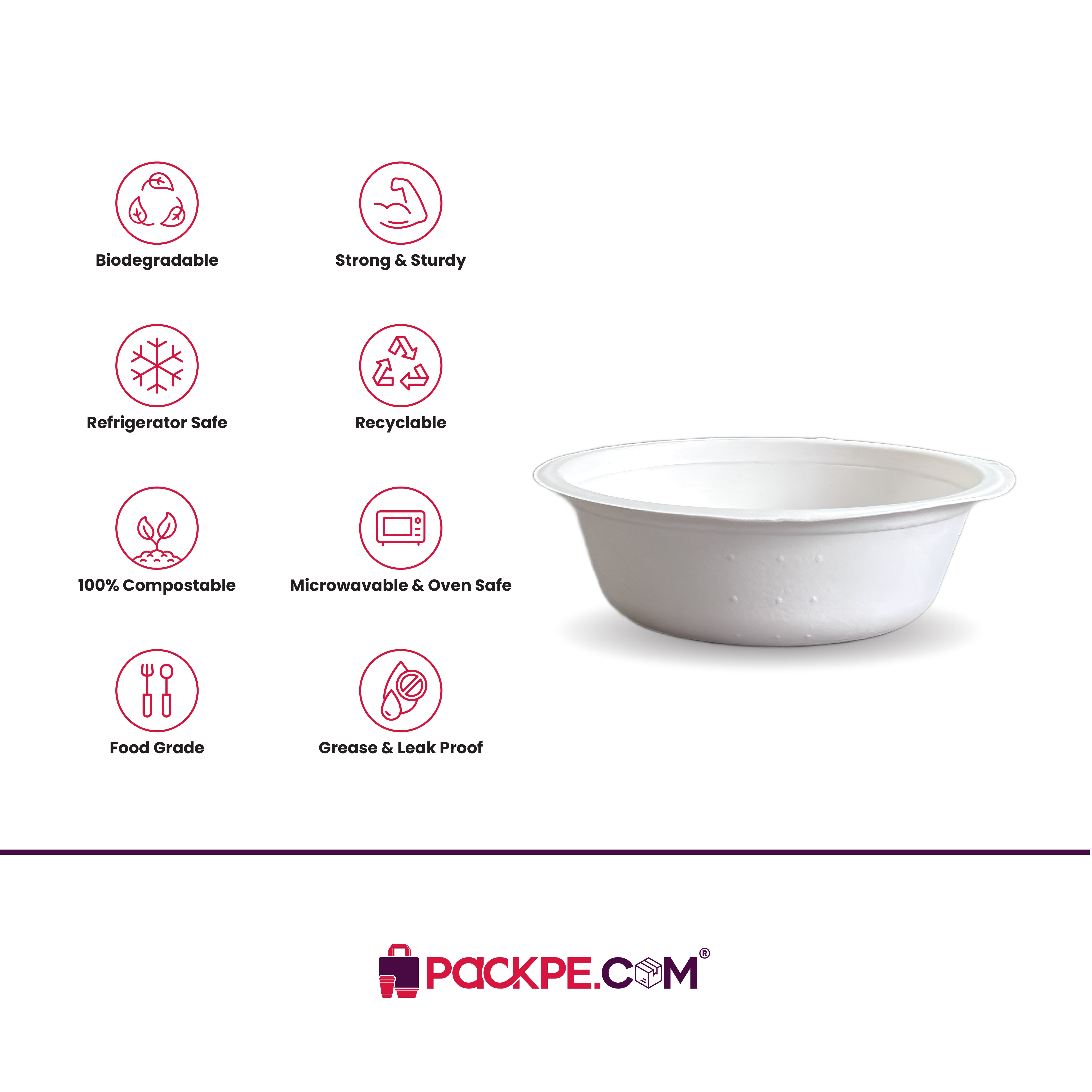 Serving Bowl 480 ml - Pack of 800 - Packpe.Com