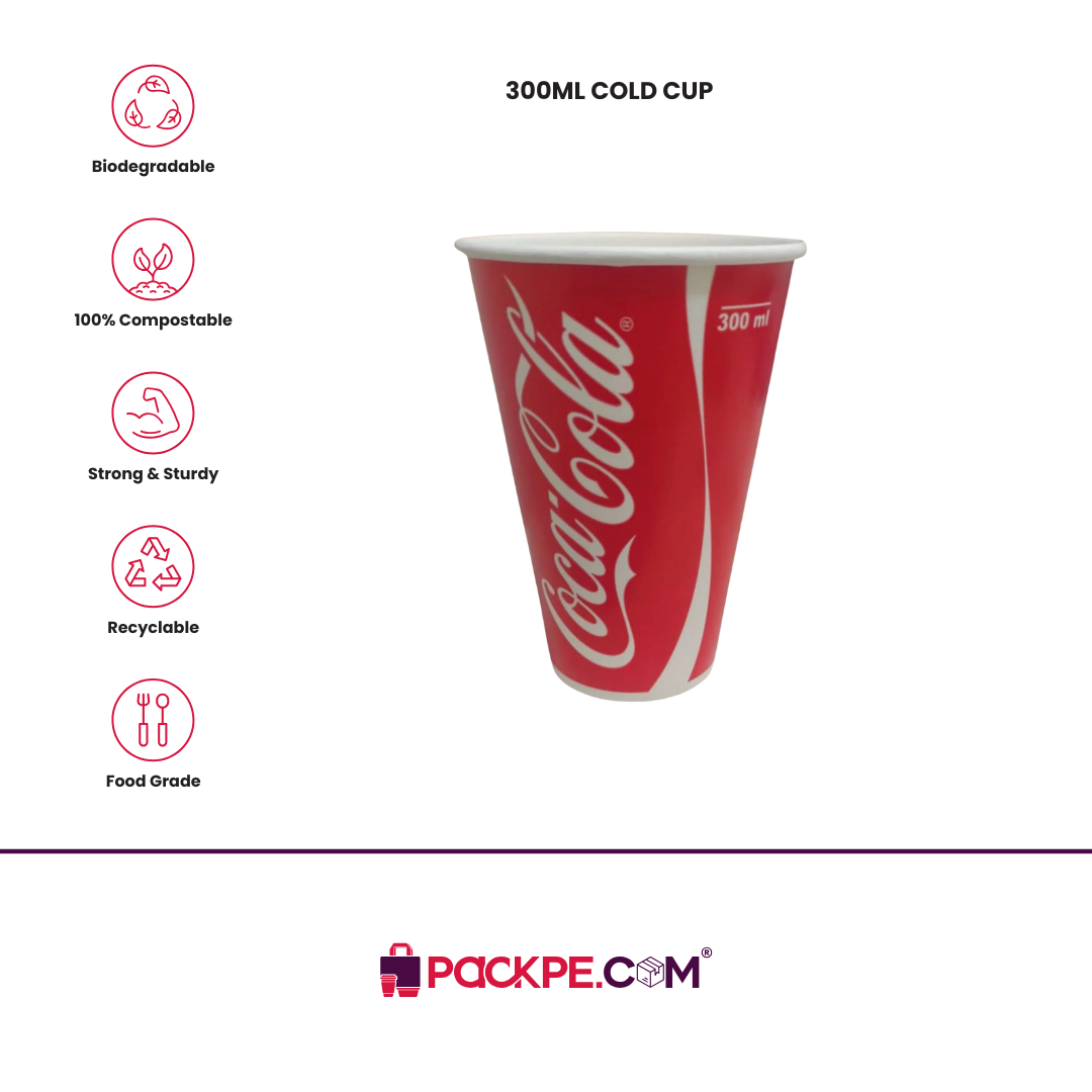 300 ml Cold Cup Coca Cola - Pack of 2500 - Packpe.Com