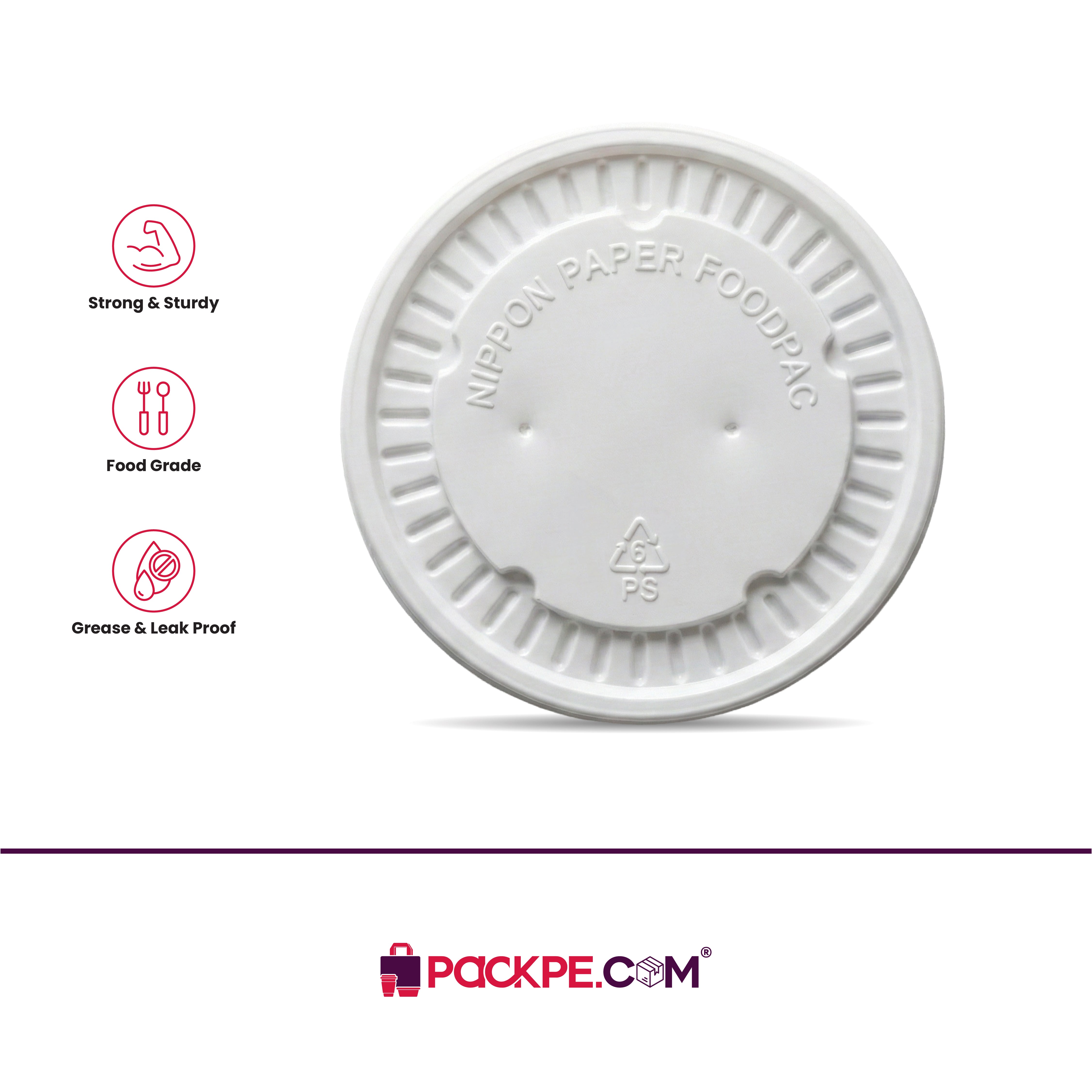 PS Lid 350/500/750 ml - Pack of 2000 - Packpe.Com