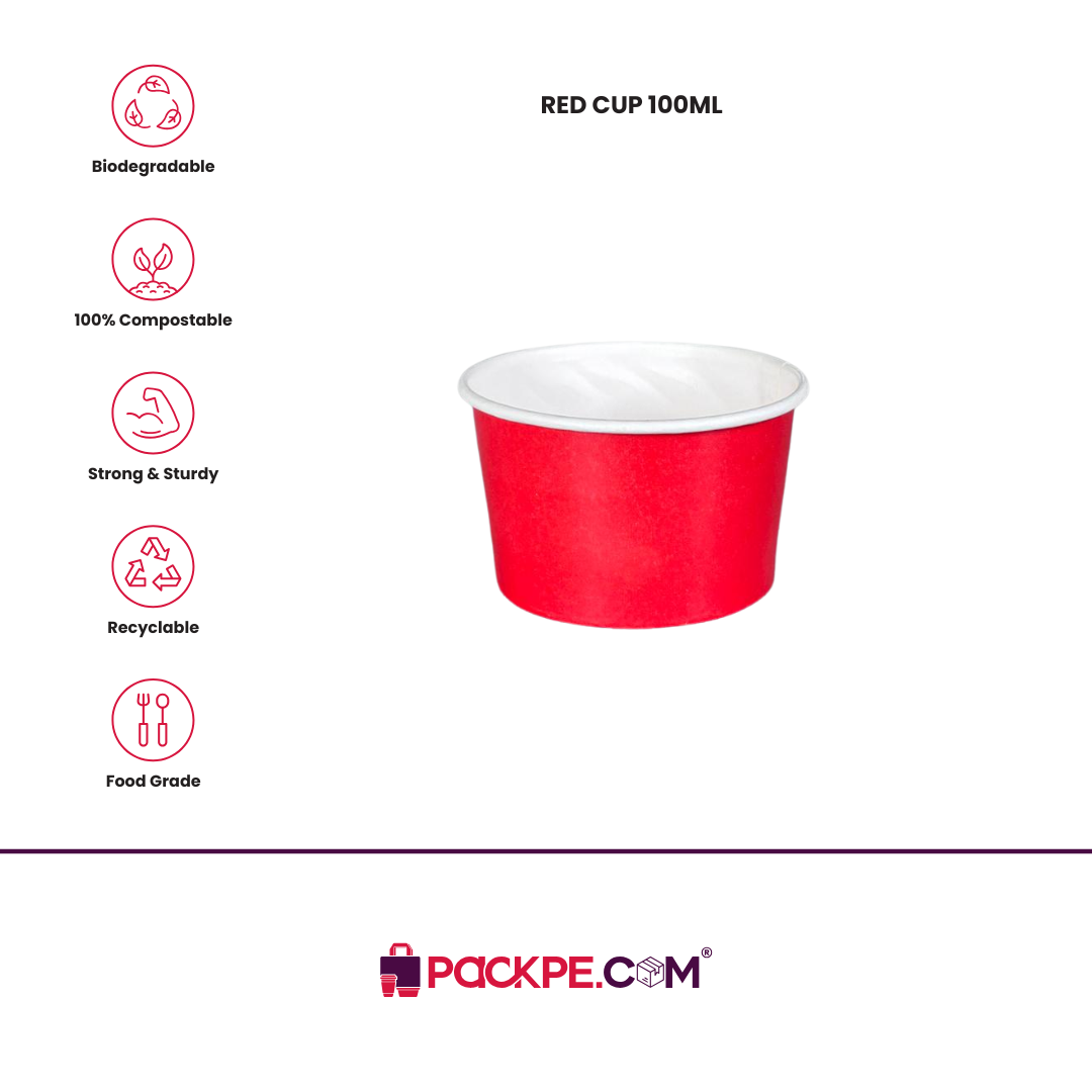 Red Cup 100 ml - Pack of 2400 - Packpe.Com