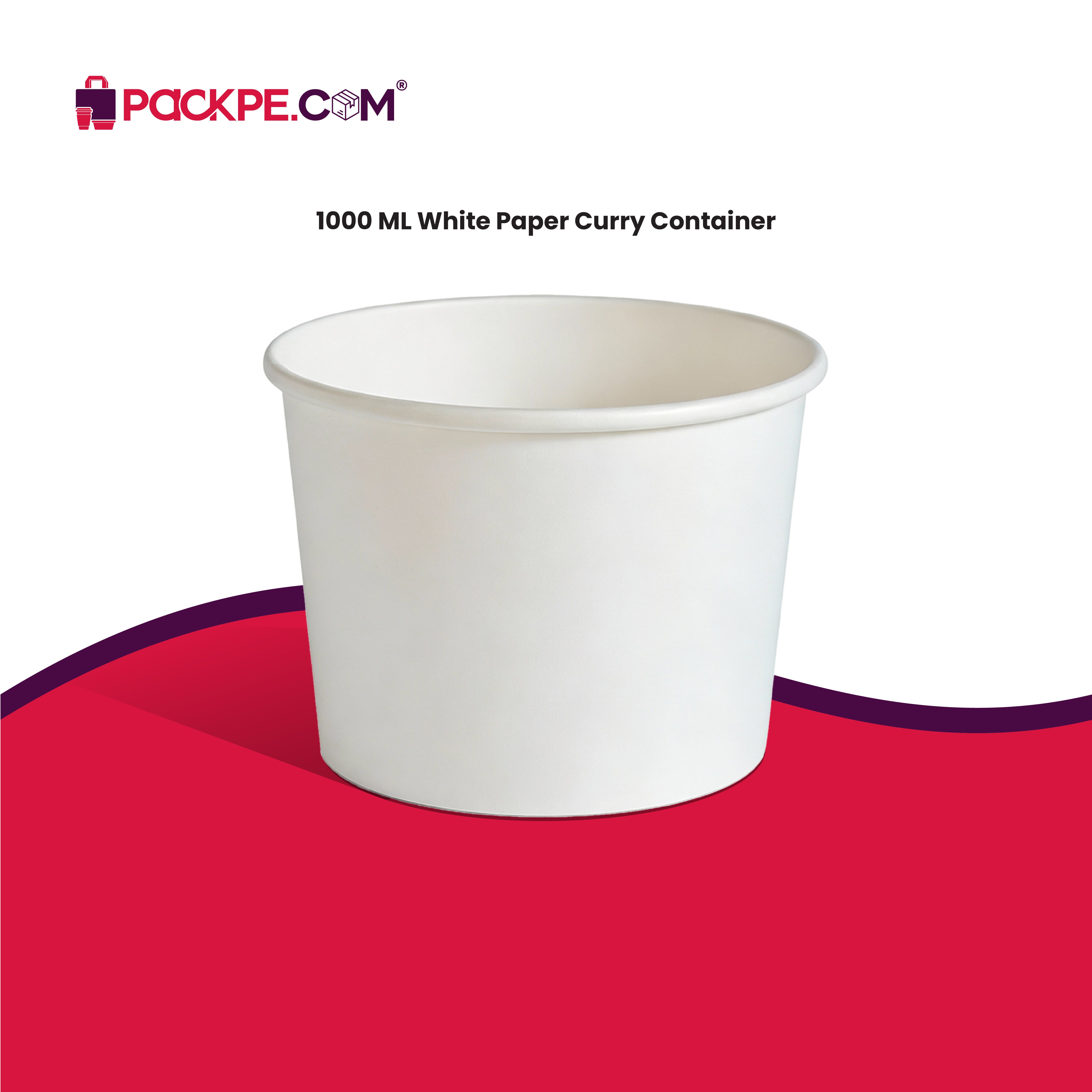 White Paper Curry Container 1000 ml - Pack of 1000 - Packpe.Com