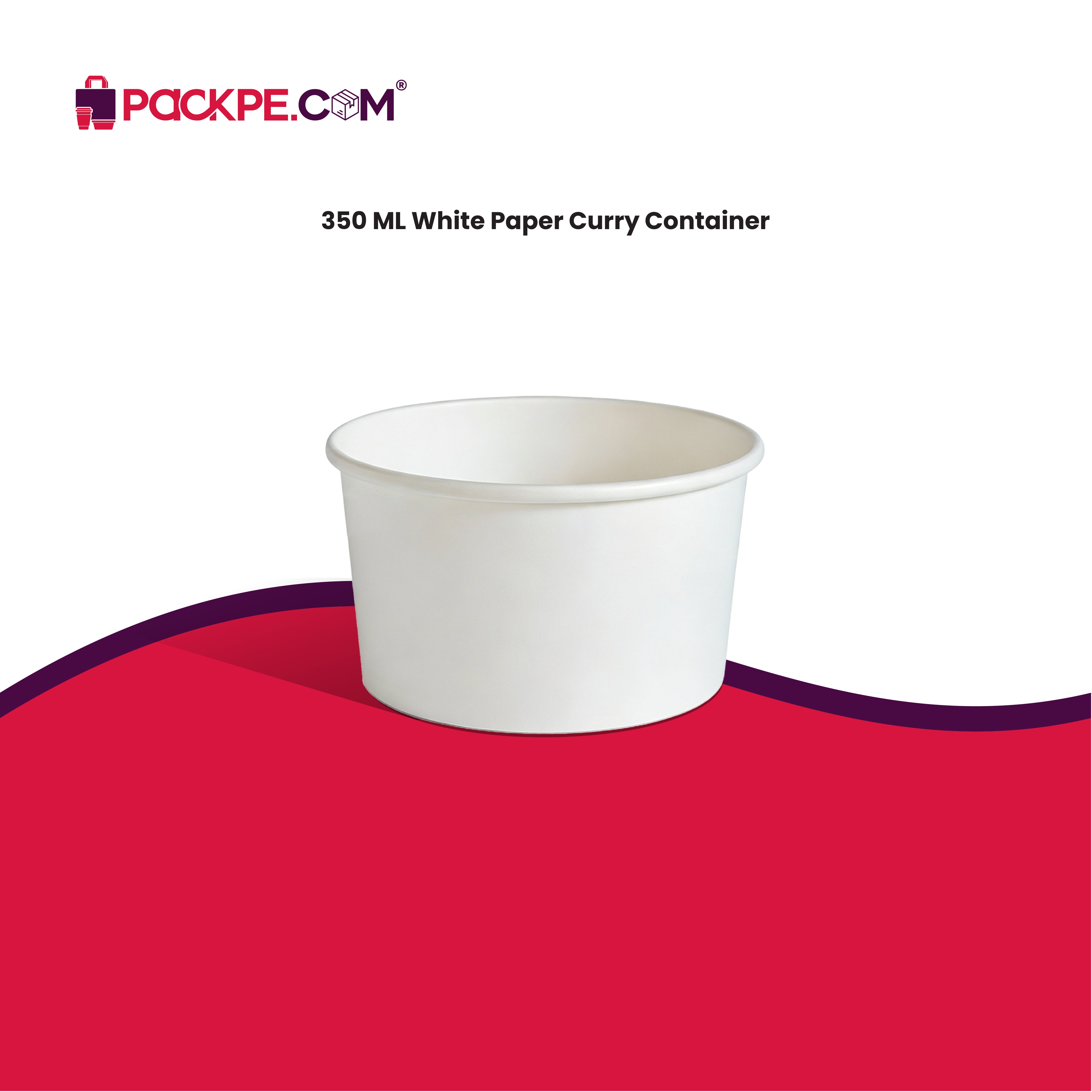 White Paper Curry Container 350 ml - Pack of 1000 - Packpe.Com
