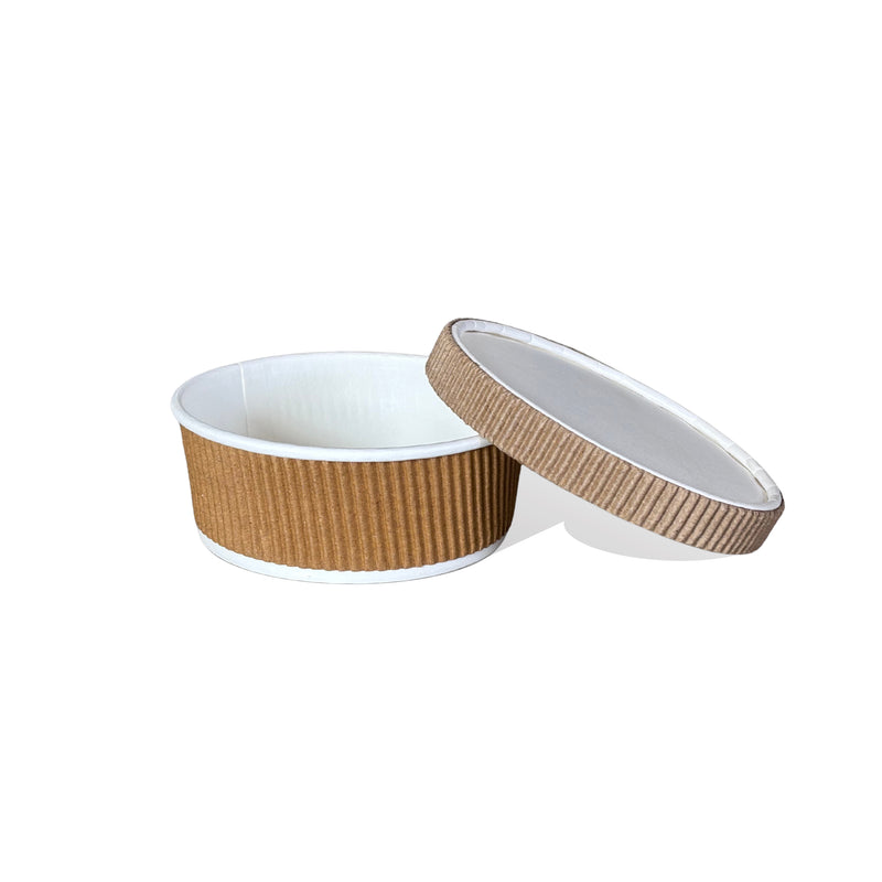 Bagasse Paper Rippled Container 250 ml with Lid