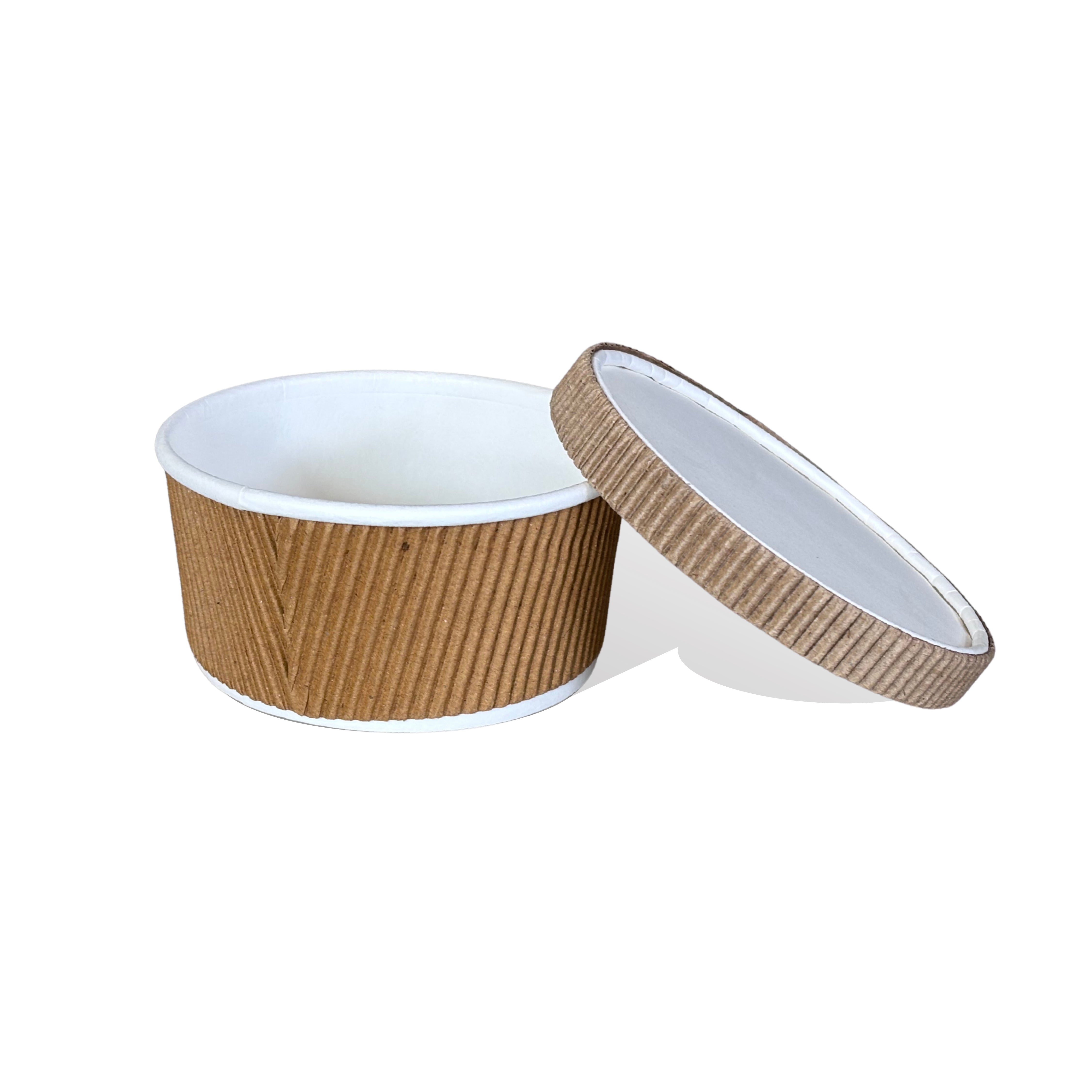 Paper Rippled Container 500 ml with Lid | Pack of 500 | Heat-Resistant, Leakproof | Ideal for Food Storage & Takeaway
