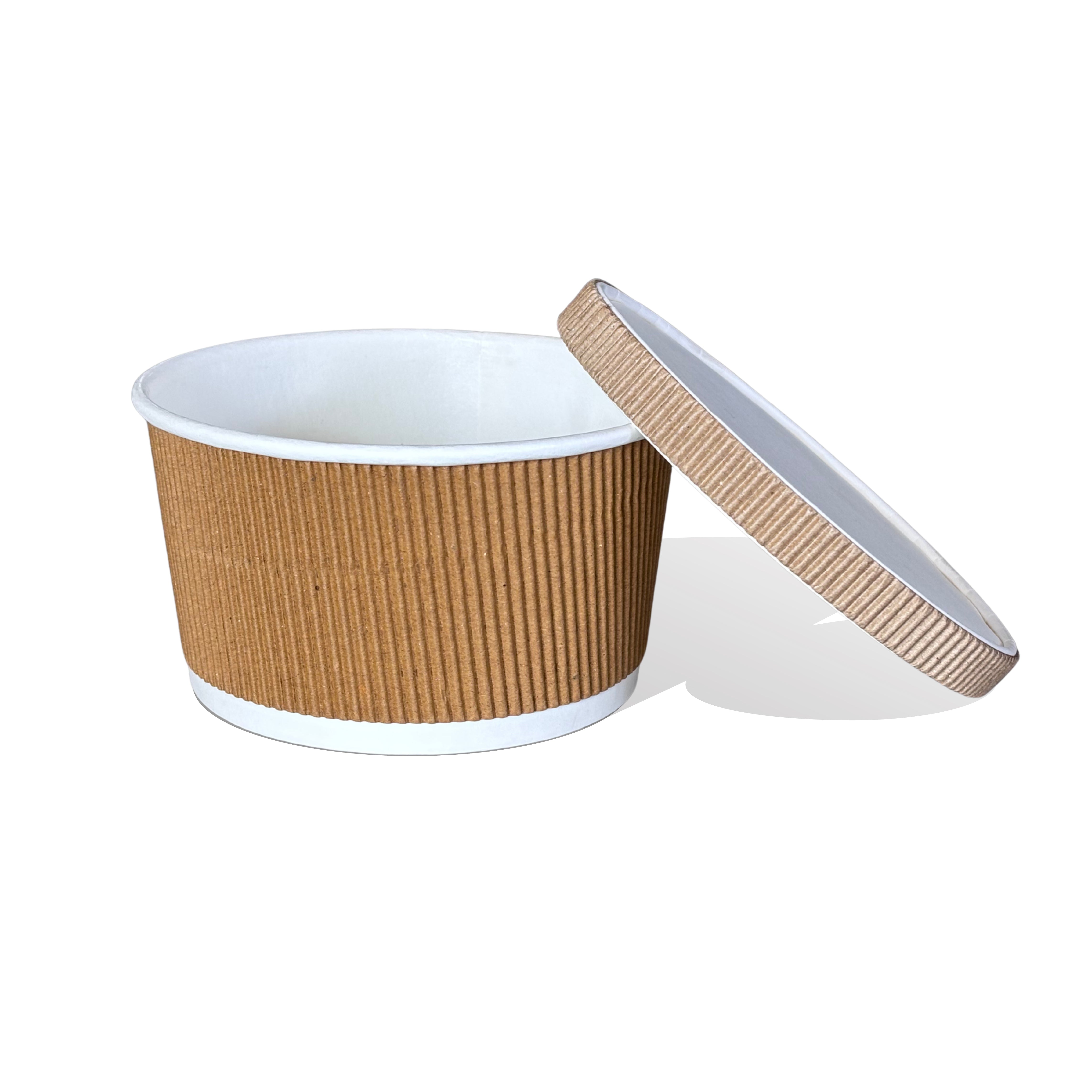 Paper Rippled Container 750 ml with Lid | Pack of 500 | Heat-Resistant, Leakproof | Ideal for Food Storage & Takeaway