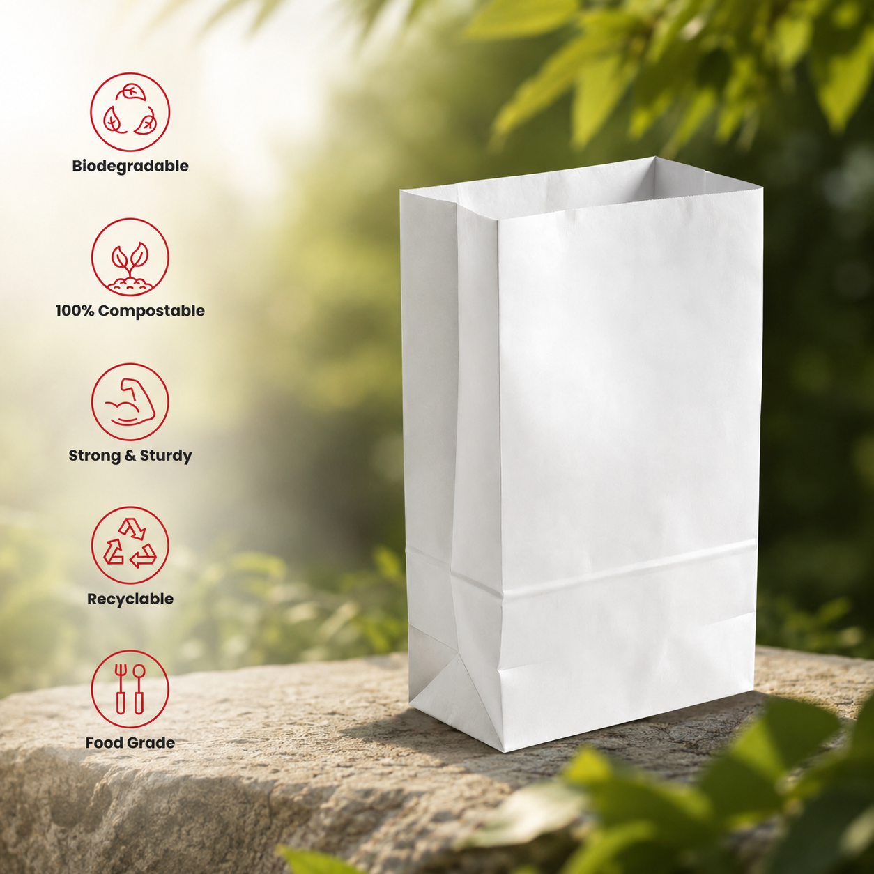 White Square Bottom Bag 4 White 13 x 8 x 24 cm | Pack of 2500 | Durable, Food-Grade | Ideal for Retail, Gifting & Food Packaging