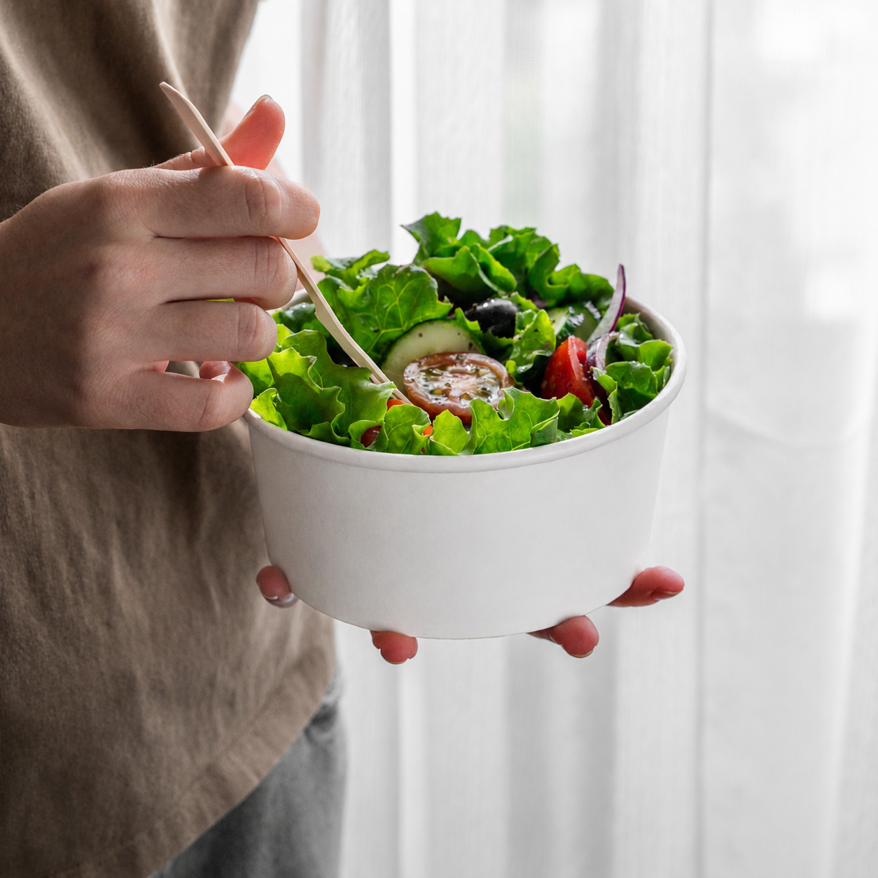 White Salad Container 1000 ml | Pack of 500 | Leakproof, Sturdy | Ideal for Food Storage & Takeaway