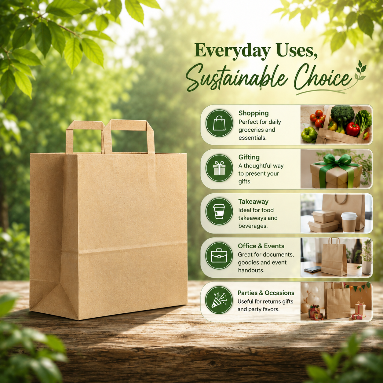 Brown Flat Handle Paper Bag 24x14x25 cm | Pack of 500 | Durable, Food-Grade | Ideal for Retail, Gifting & Food Packaging