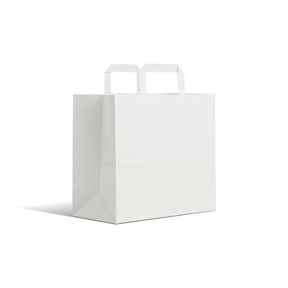 White Flat Handle Paper Bag 24x15x21.5 cm, Pack of 500