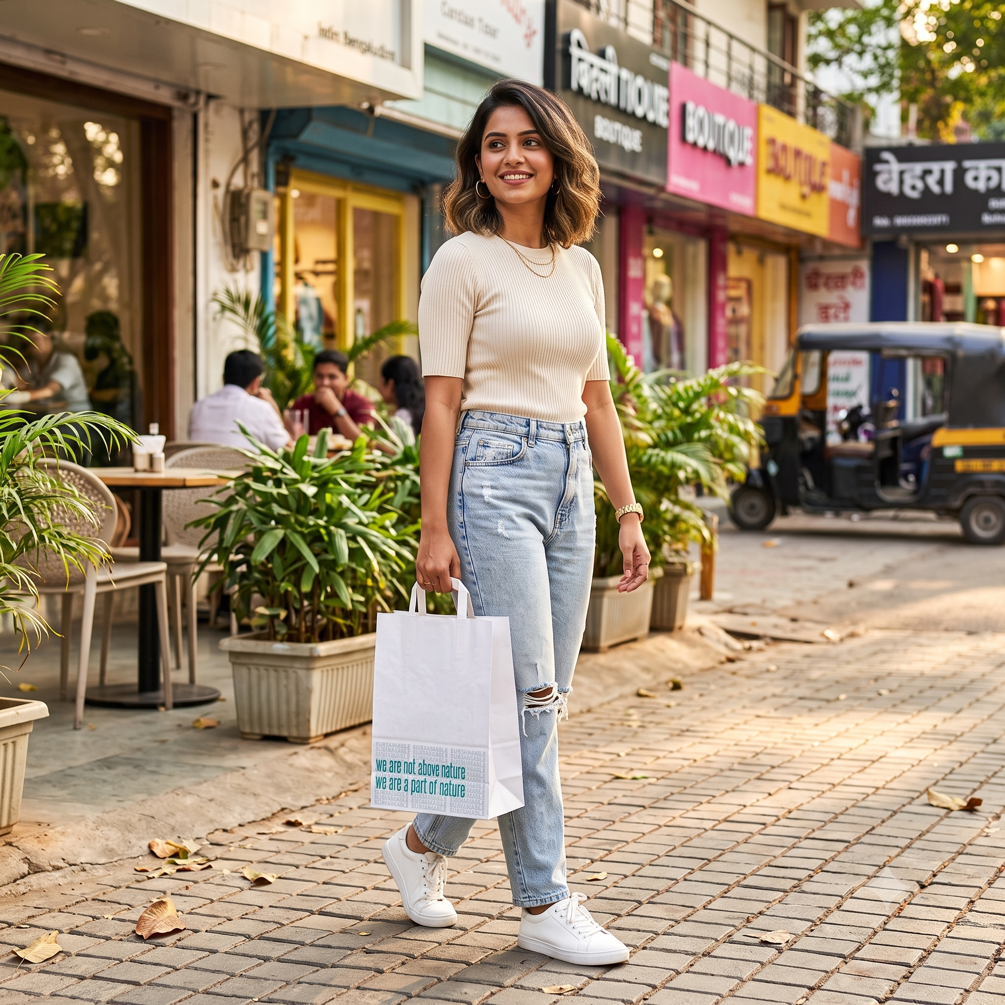 White Nature Large White Paper Bag 30x12.5x40.75 cm | Pack of 250 | Durable, Food-Grade | Ideal for Retail, Gifting & Food Packaging