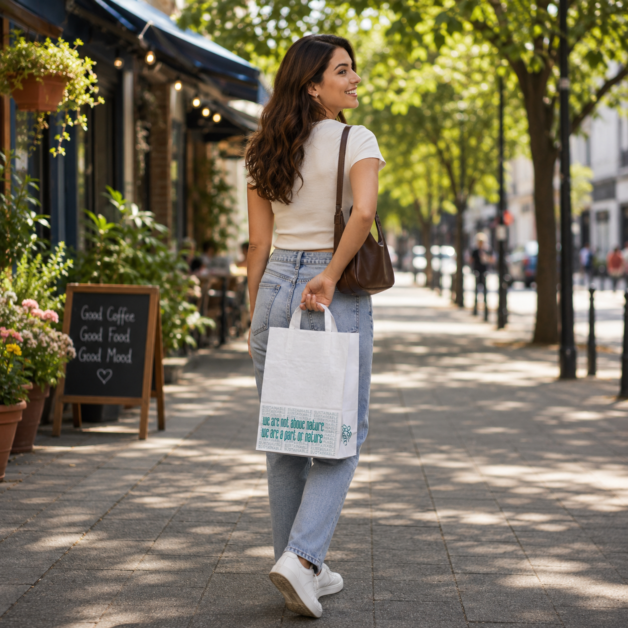 White Nature Medium White Paper Bag 24x12.5x36 cm | Pack of 250 | Durable, Food-Grade | Ideal for Retail, Gifting & Food Packaging