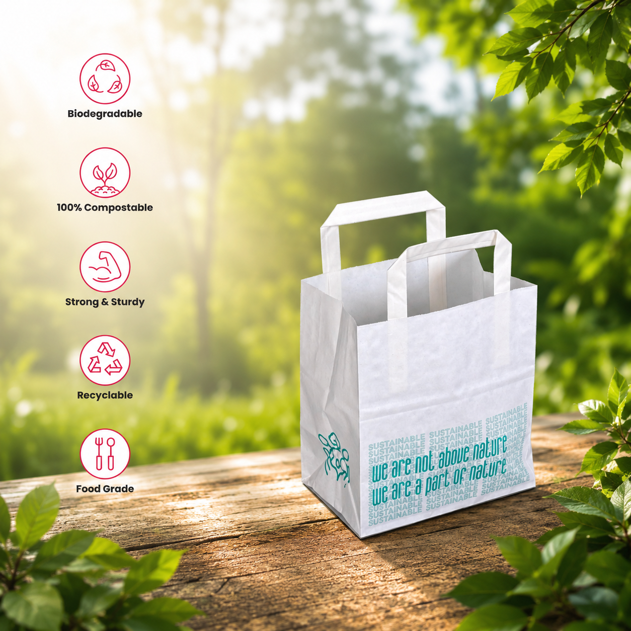 White Nature Small White Paper Bag 18x12x20 cm | Pack of 500 | Durable, Food-Grade | Ideal for Retail, Gifting & Food Packaging