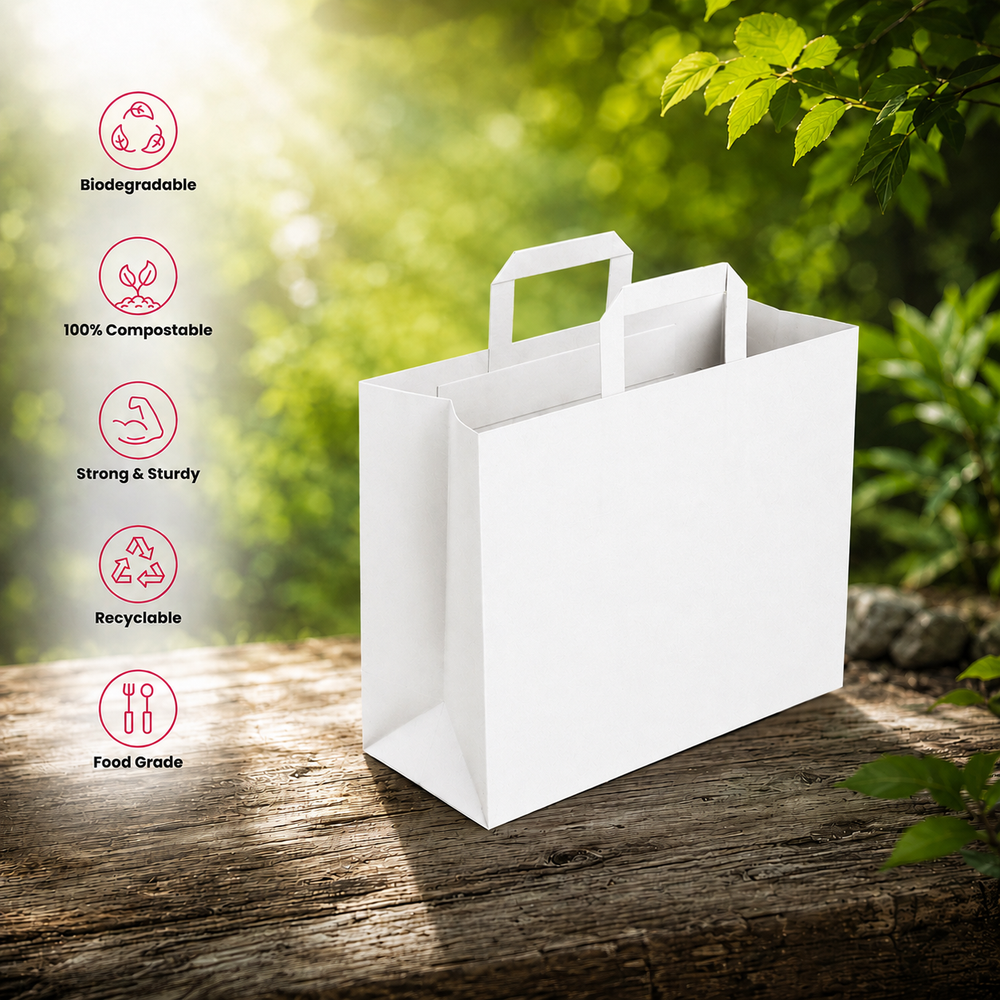 White Flat Handle Paper Bag 32x18x23 cm – view 4