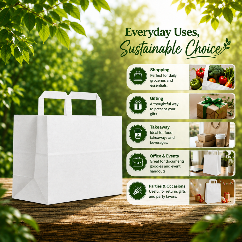 White Flat Handle Paper Bag 32x18x23 cm – view 5