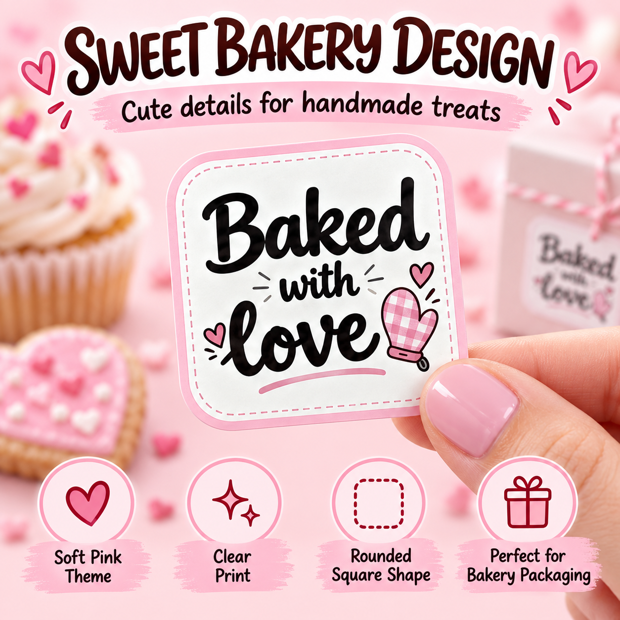 Baked with Love stickers self-adhesive backing