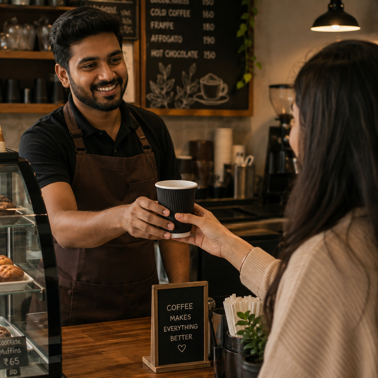 Black Rippled Paper Cups 250 ml (8 oz) | Pack of 1000 | Heat-Resistant, Leakproof | Ideal for Hot & Cold Beverages, Parties & Cafes
