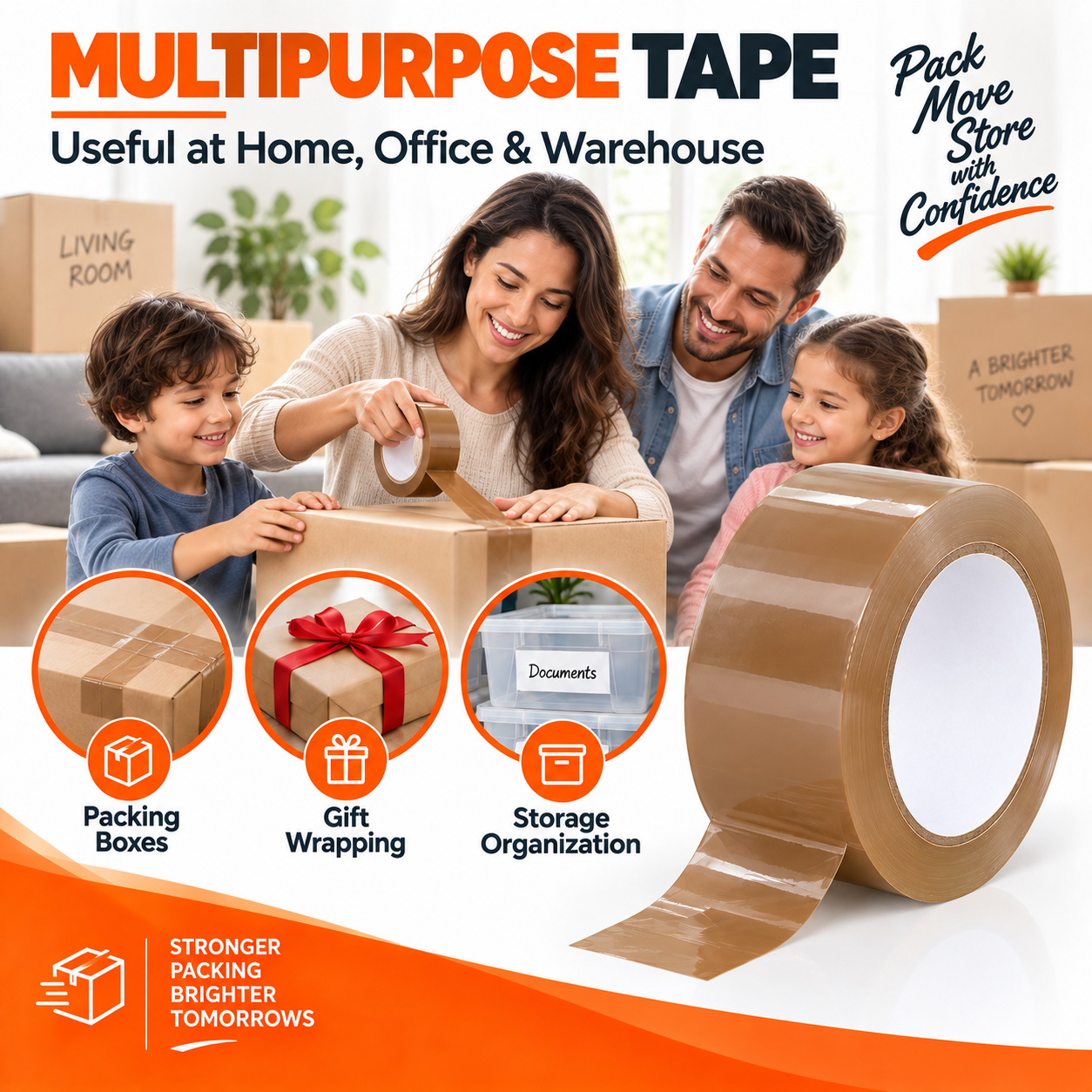 Brown BOPP tape in warehouse packing use