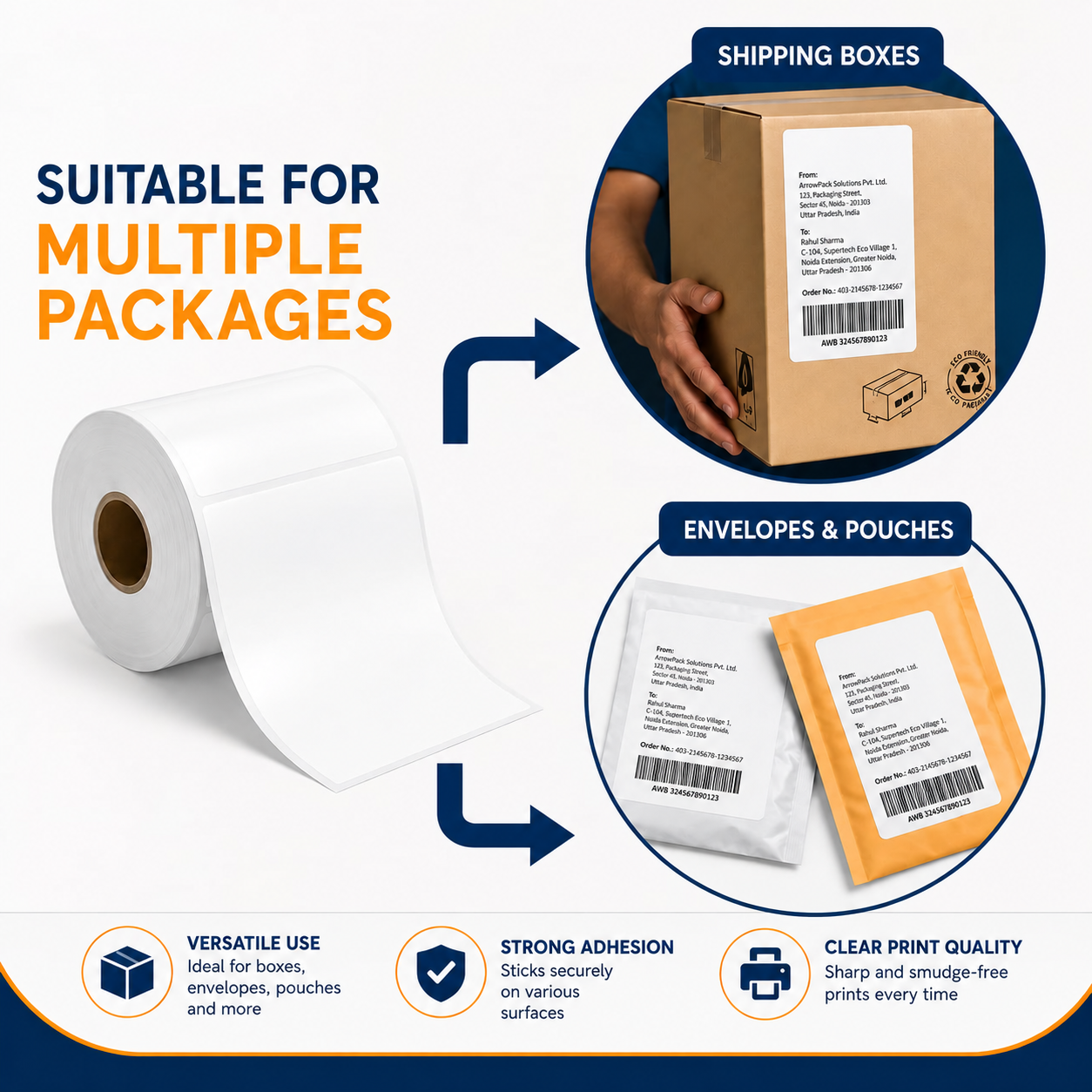 Thermal shipping label roll 4 x 6 in – for boxes, envelopes and pouches