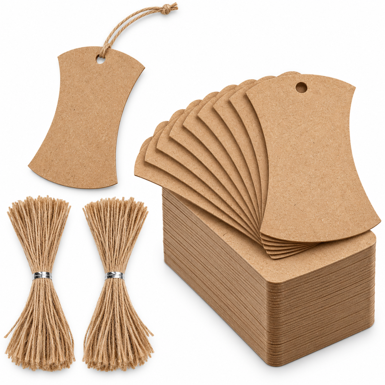 Kraft gift tags 45 x 70 mm – tags with jute twine