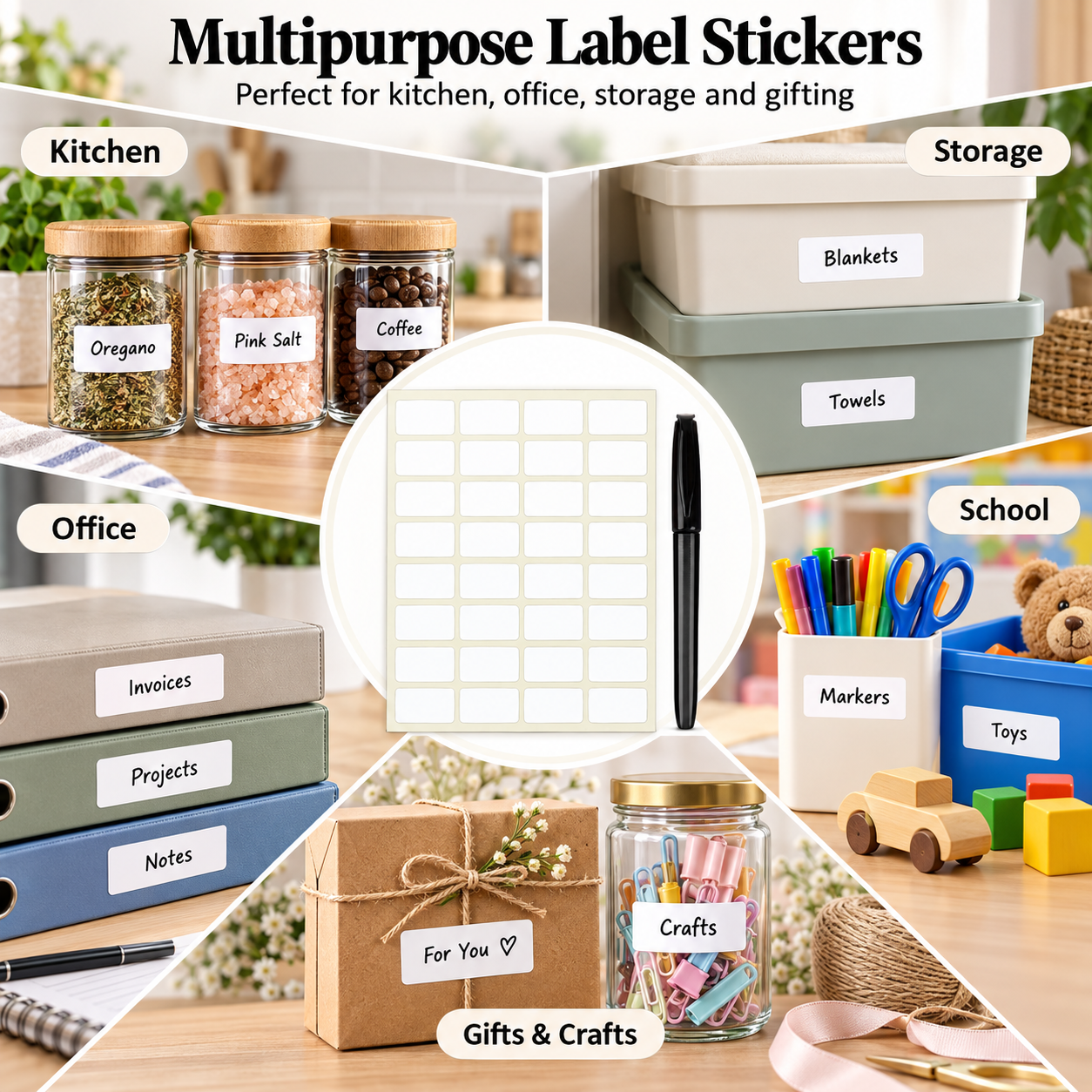 Vinyl label stickers 50 x 25 mm – white, uses