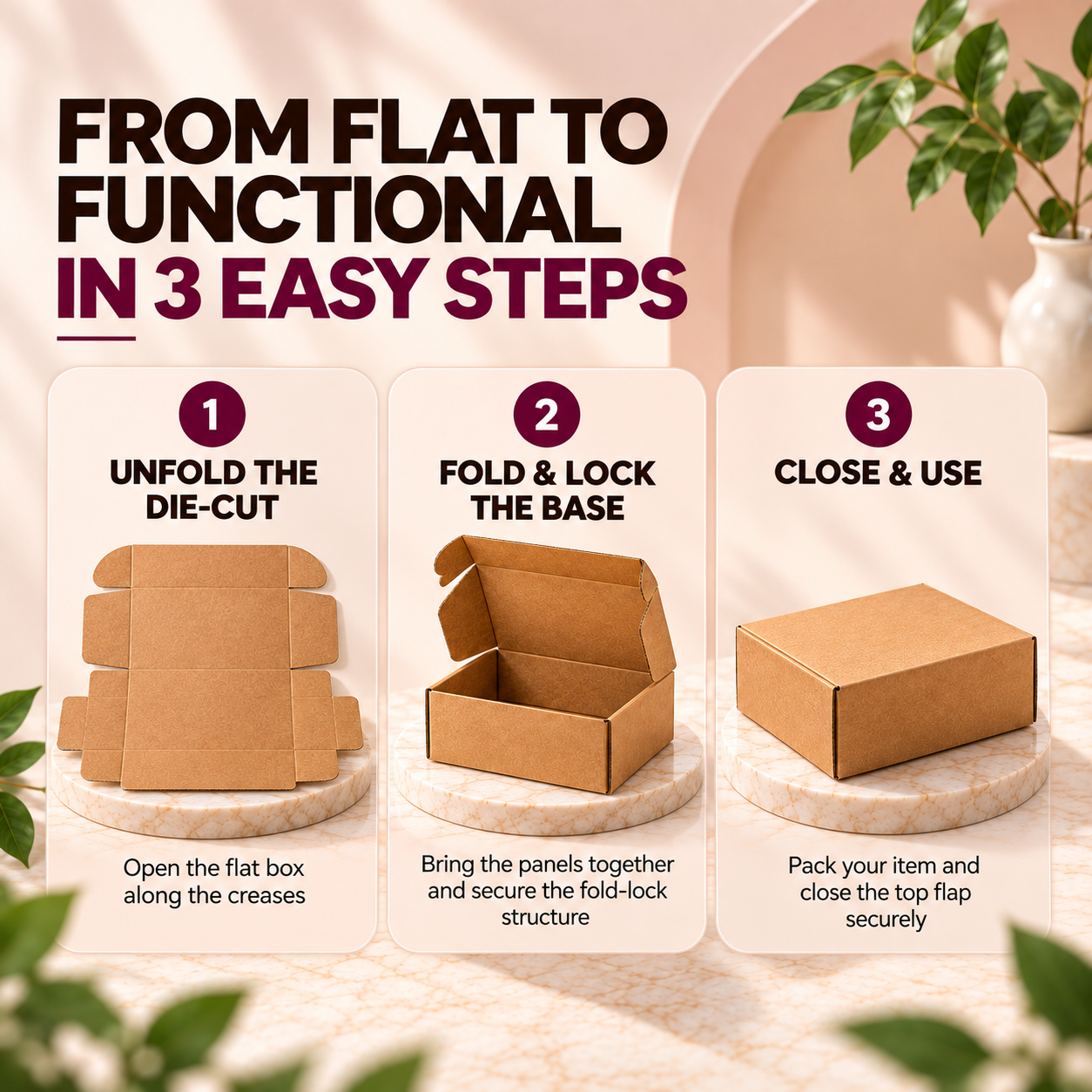 3 ply kraft corrugated mailer box 4 x 4 x 1.5 in – view 4
