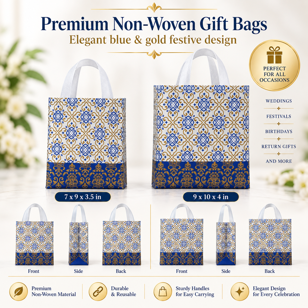 Non-woven gift bag – blue, two sizes