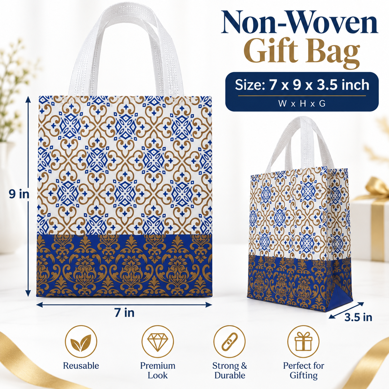 Non-woven gift bag – blue, small size
