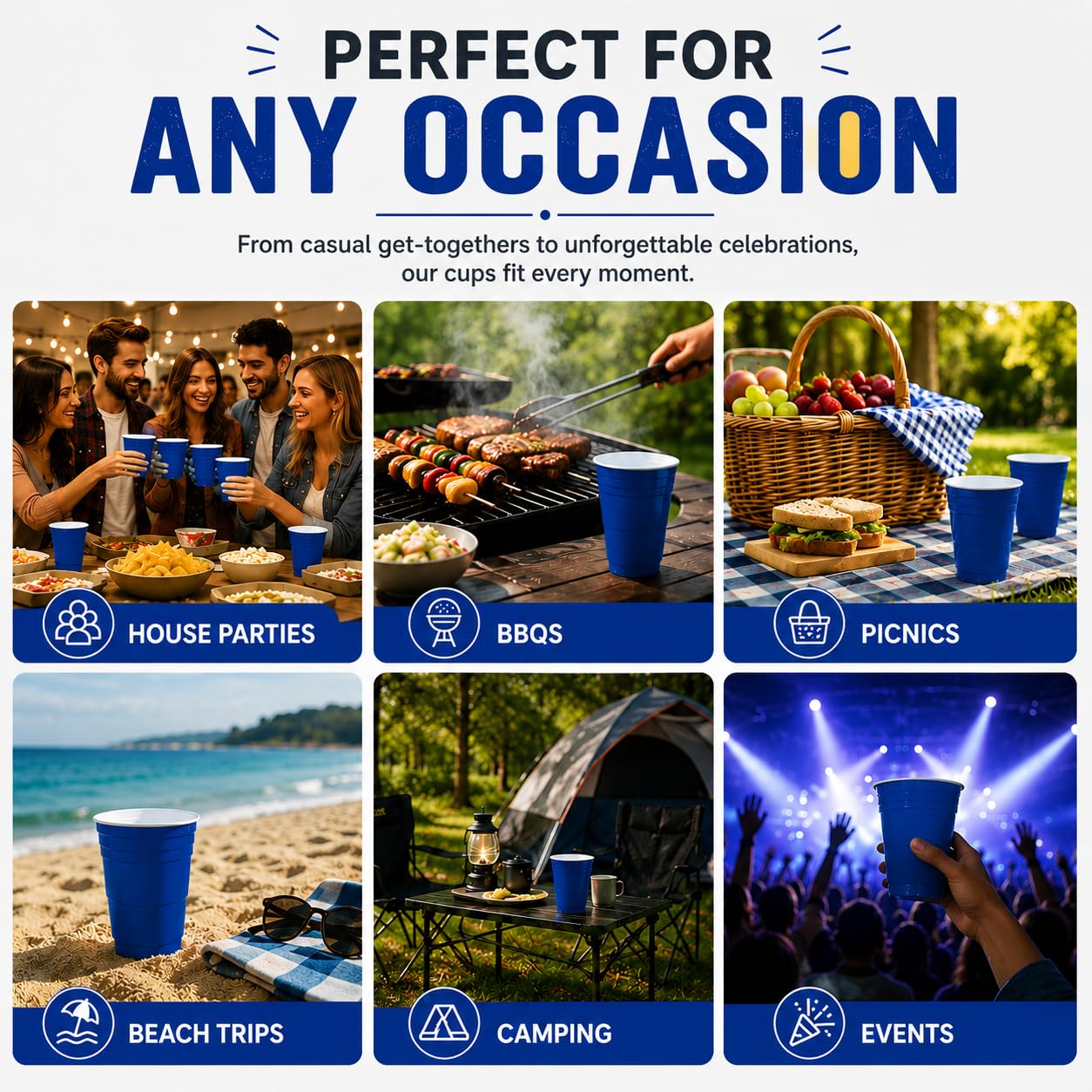 Blue 500 ml party cups – for any occasion