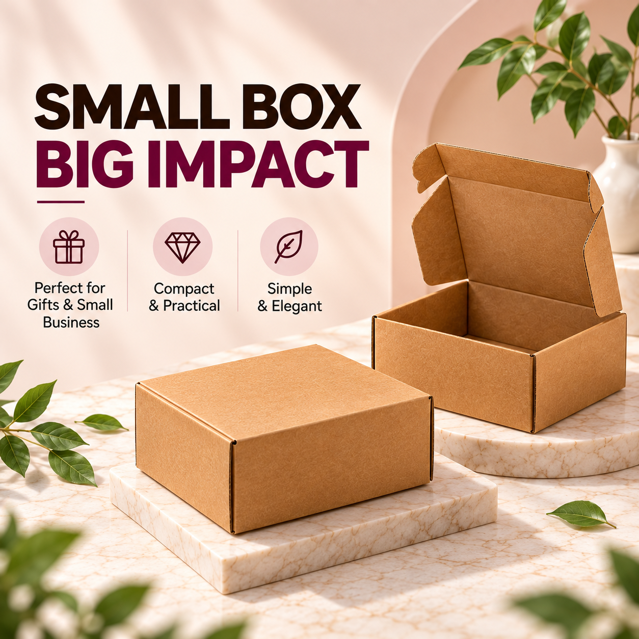 3 ply kraft corrugated mailer box 4 x 4 x 1.5 in