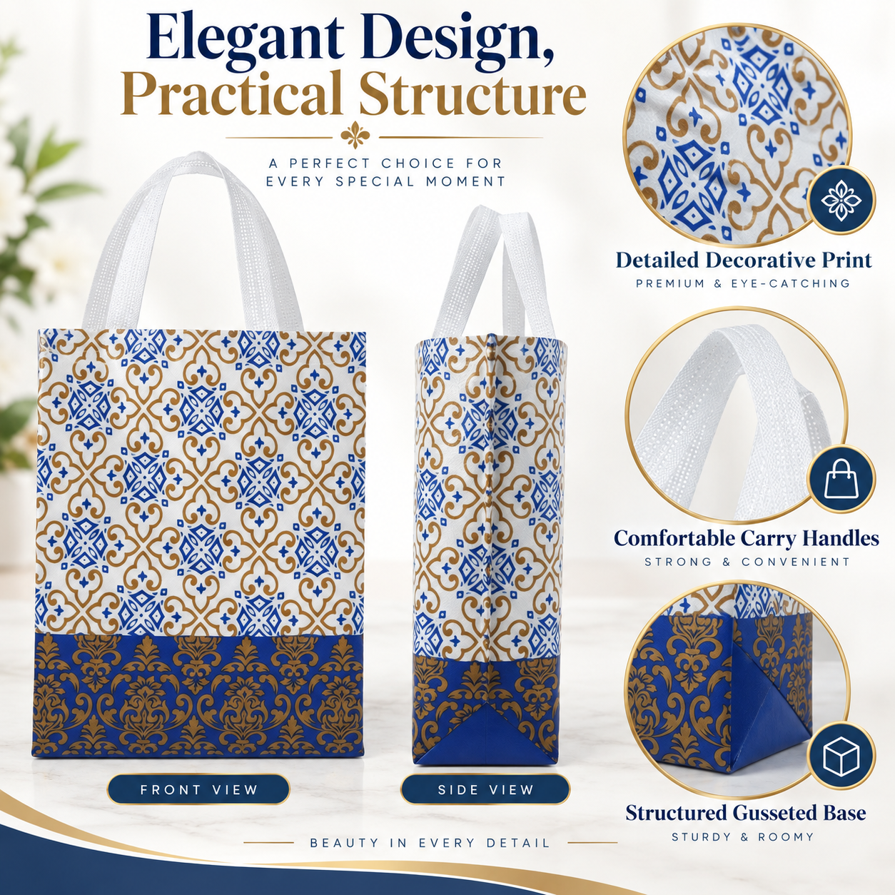 Non-woven gift bag – blue, details