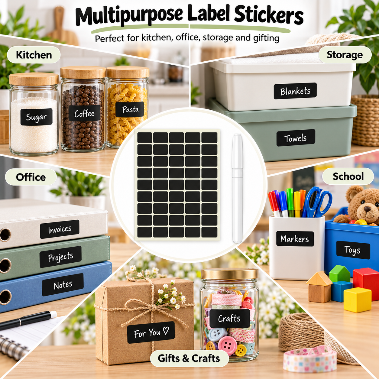 Vinyl label stickers 50 x 25 mm – black, uses