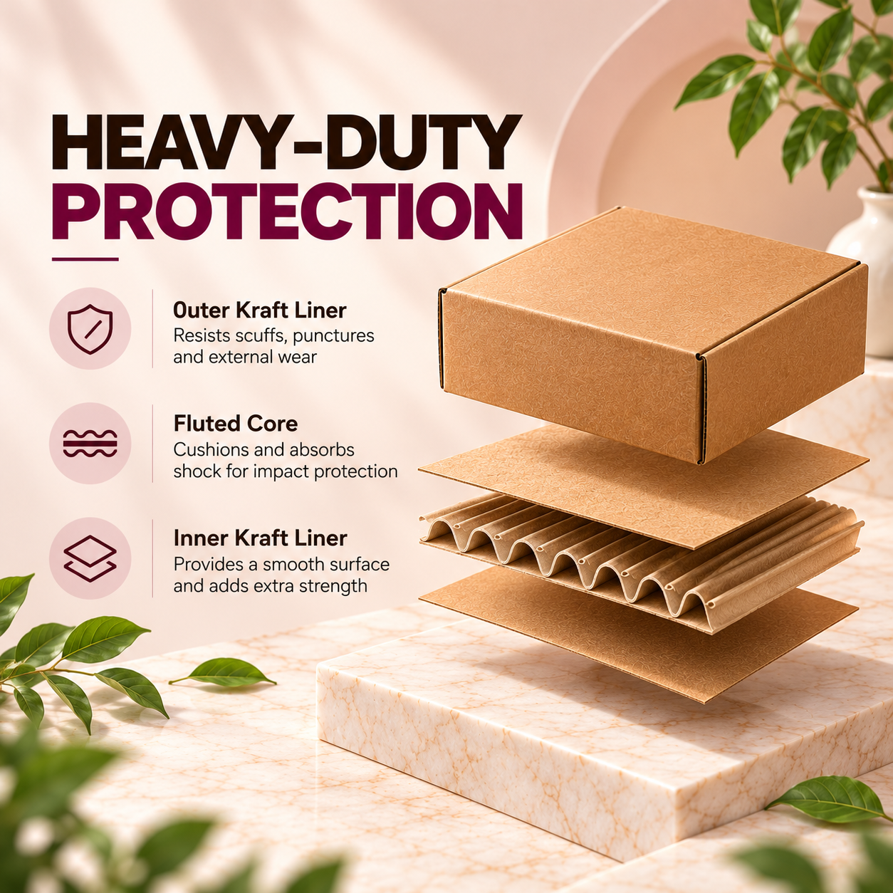 3 ply kraft corrugated mailer box 4 x 4 x 1.5 in – view 3