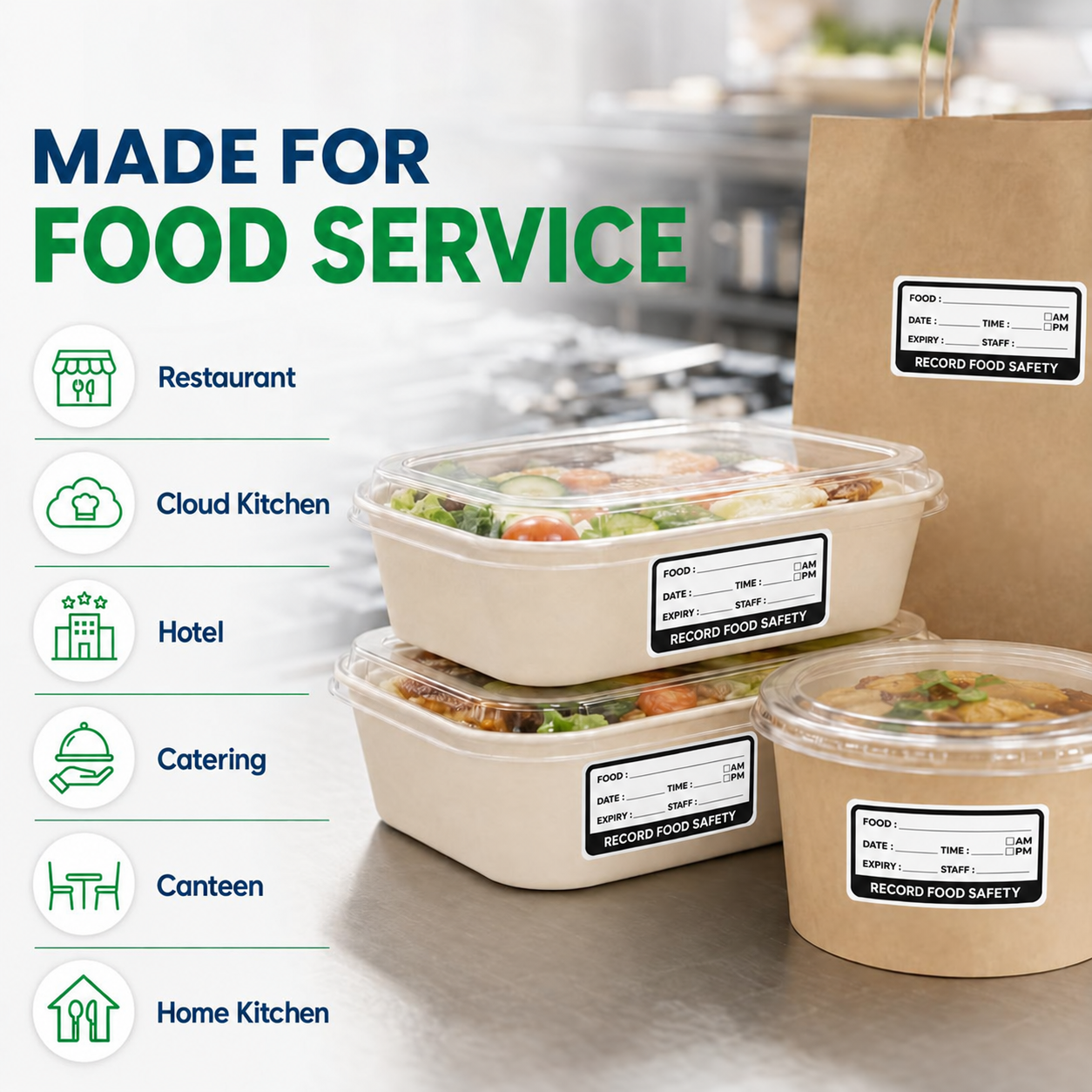 White self-adhesive date label roll 2.5 x 5 cm – made for food service