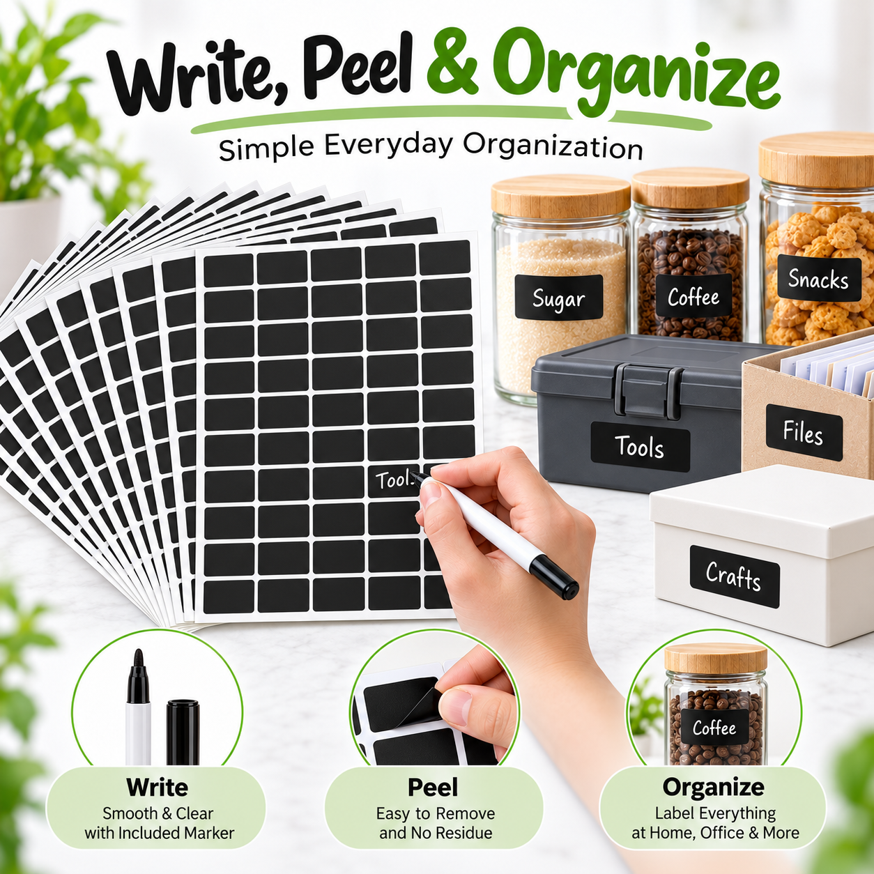 Vinyl label stickers 50 x 25 mm – black, write and peel