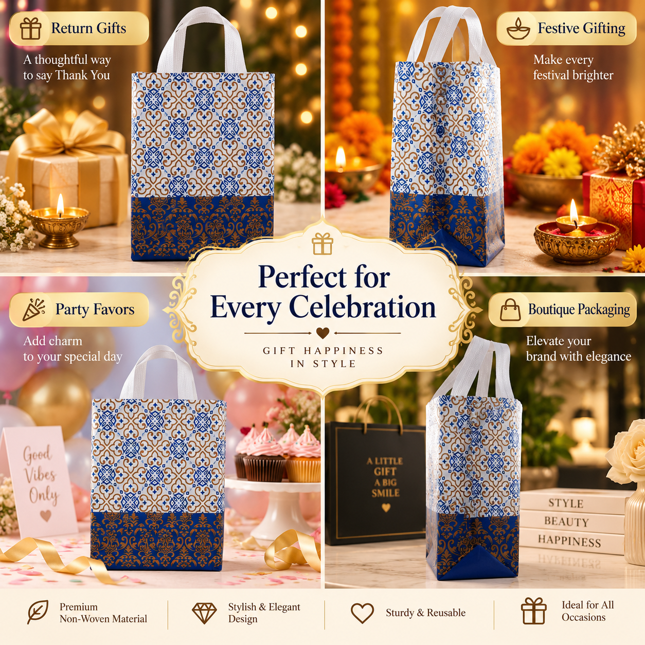 Non-woven gift bag – blue, occasions