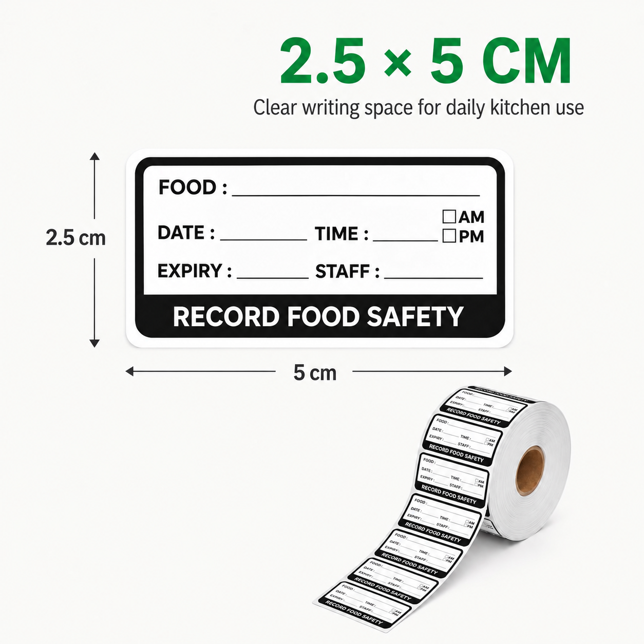 White self-adhesive date label roll 2.5 x 5 cm – 2.5 x 5 cm size