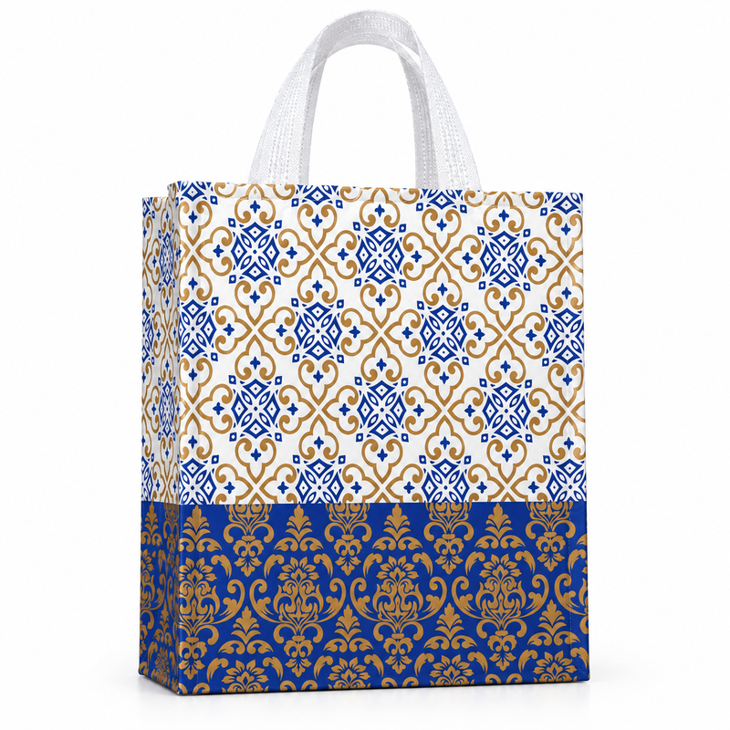 Blue Gold Ornamental Non-Woven Gift Bags