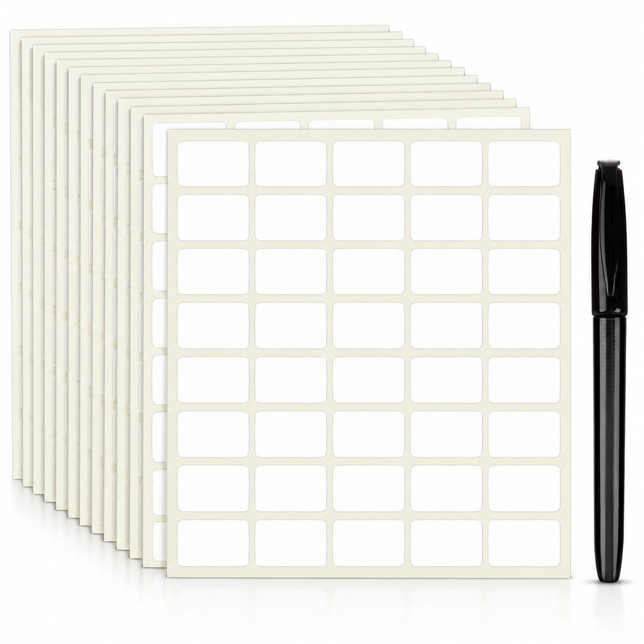 Vinyl label stickers 50 x 25 mm – white sheets with black marker