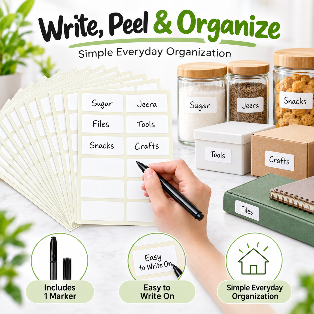 Vinyl label stickers 50 x 25 mm – white, write and peel
