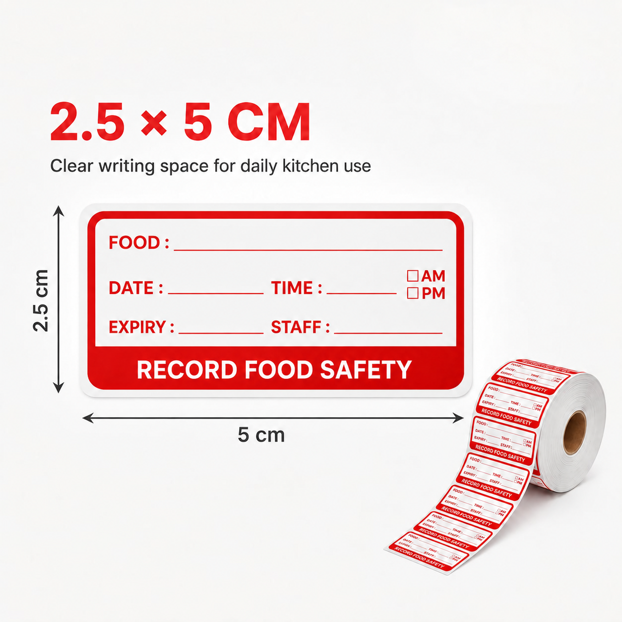 Red self-adhesive date label roll 2.5 x 5 cm – 2.5 x 5 cm size