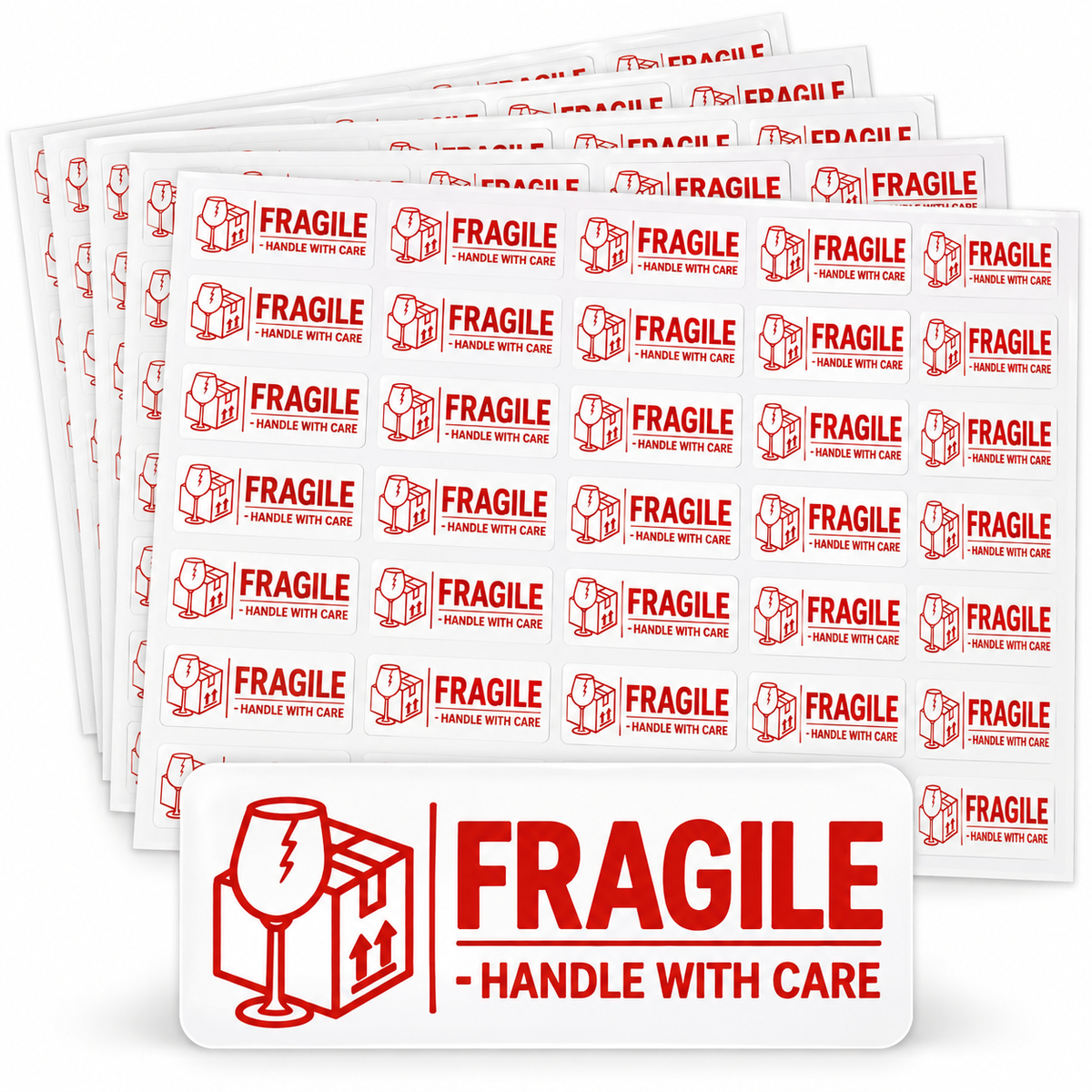 Fragile Handle with Care warning sticker sheet