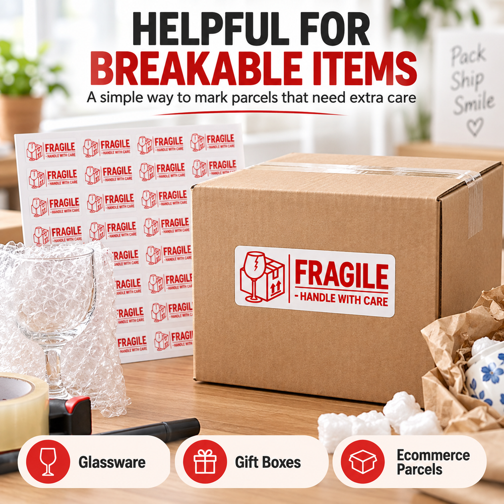 Fragile sticker sheets, 48 per sheet