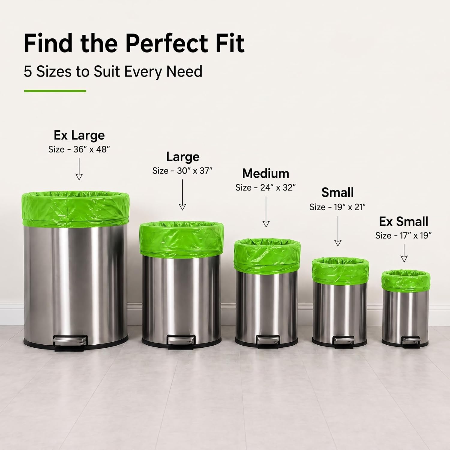 Biodegradable garbage bags in use in a household bin