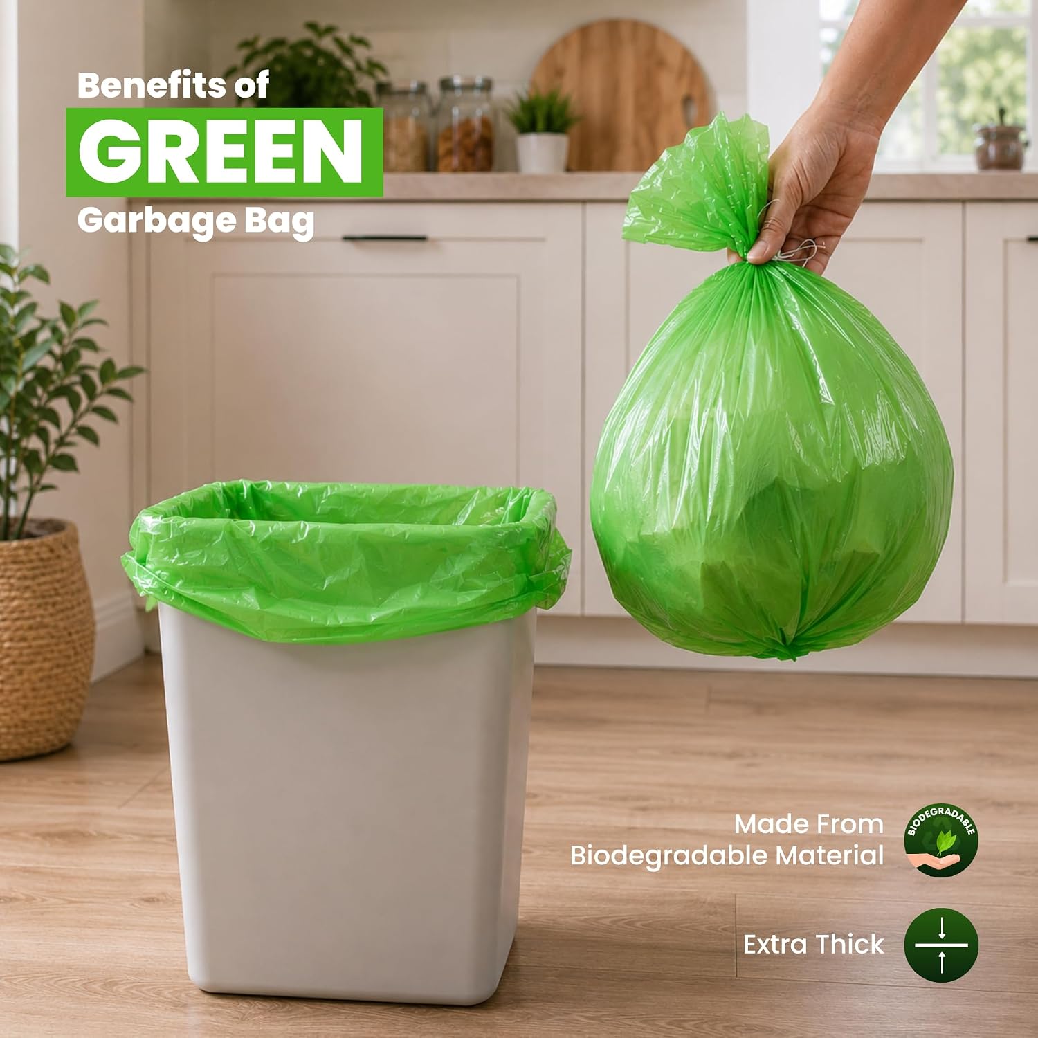 Biodegradable garbage bags strength for wet and bulky waste