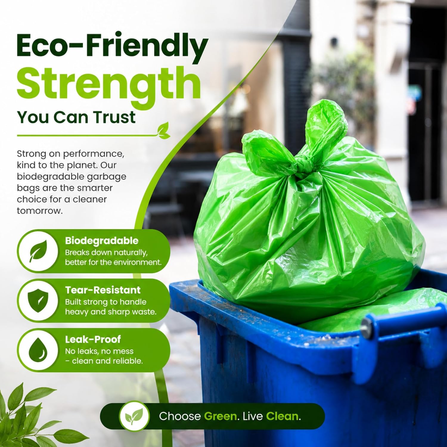 Biodegradable garbage bags bulk pack