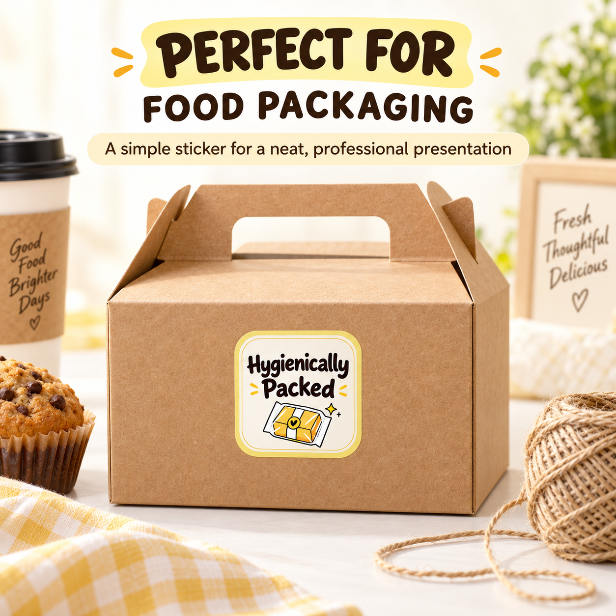 Hygienically Packed stickers on takeaway packs