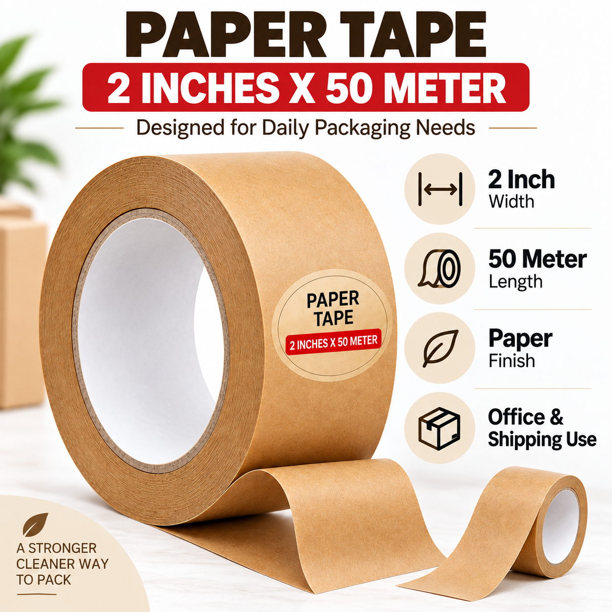 Kraft paper tape sealing a corrugated carton