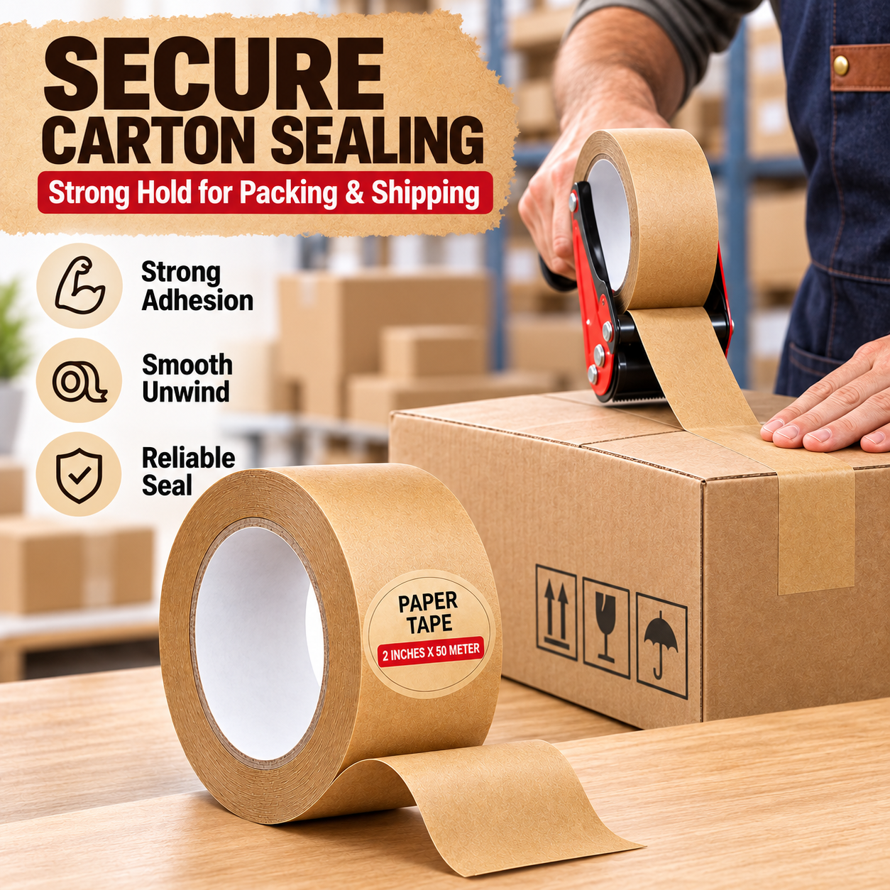 Kraft paper tape plastic-free eco-friendly detail