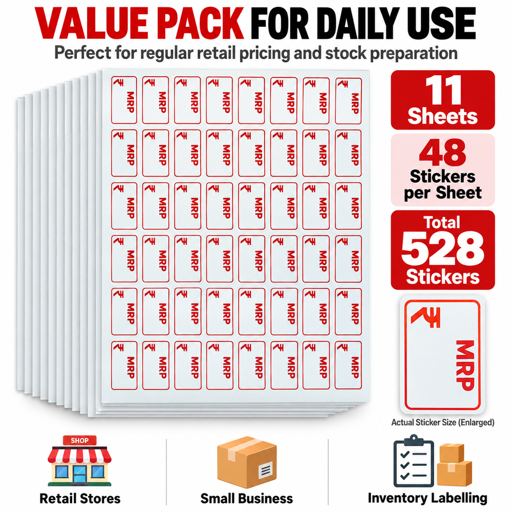 MRP price stickers self-adhesive backing