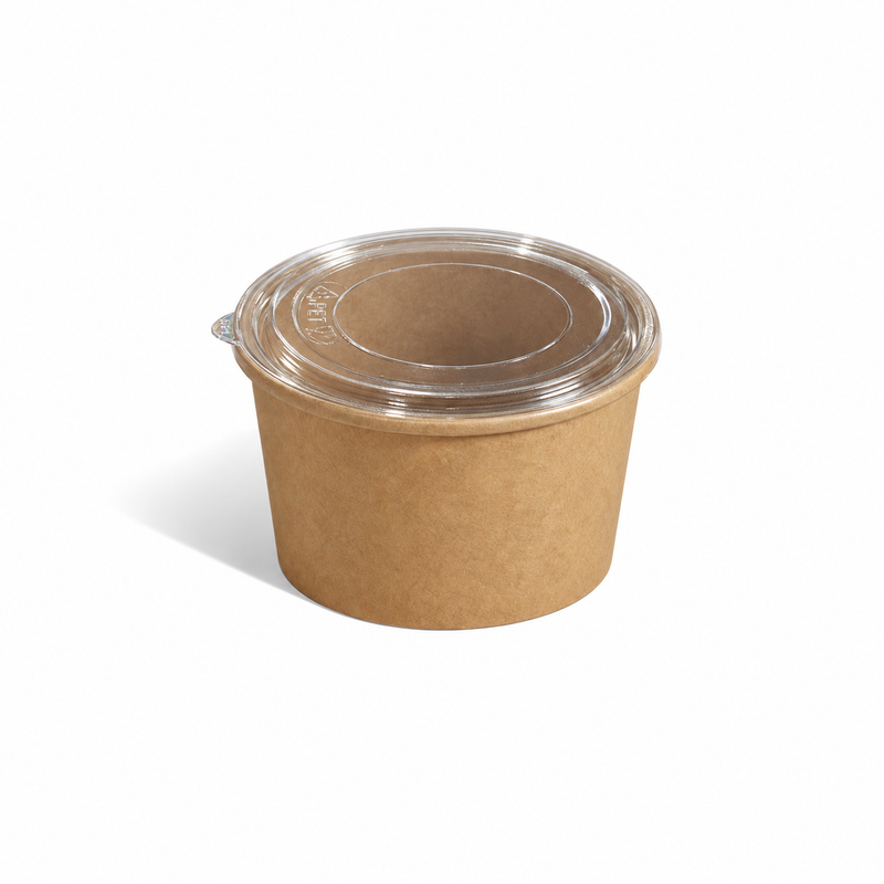 Brown Kraft Round Salad Container 1000 ml with Lid